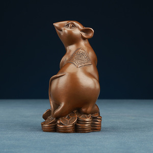 Figura de rata de la suerte de cobre púrpura de Copper World, animal del zodiaco hecho a mano, decoración del hogar, regalo de Año Nuevo Chino - Product Image 2