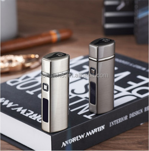 Briquet à cigare droit à 3 jets en métal avec fenêtre transparente pour le niveau de gaz, rechargeable au butane, torche coupe-vent pour cadeaux promotionnels - Product Image 2