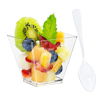 Petit Récipient de Service en Plastique PS Transparent Élégant Rond Pudding Mousse Présentoir de Crème Glacée Mini Tasse à Dessert Avec Couvercle
