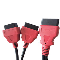 Cable adaptador de extensión de 30cm y 16 Pines, conector rojo OBD 2 OBD2 macho a 2 hembra