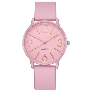 Reloj de Cuarzo para Mujer, Esfera Redonda de 38 mm, Cristal, Correa de Silicona de 20 mm, Caja de Aleación, Números Arábigos, Puntero, Accesorio de Moda Sencillo - Product Image 3