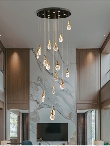 Lustre en cristal de luxe en forme de goutte d'eau <span class=keywords><strong>pour</strong></span> hôtel, éclairage de <span class=keywords><strong>plafond</strong></span> haut avec <span class=keywords><strong>suspension</strong></span> <span class=keywords><strong>pour</strong></span> longues escaliers - Product Image 5