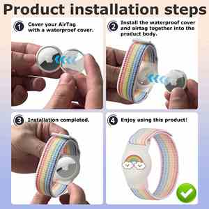 Bracelet réglable en nylon pour AirTag, étui extensible coloré pour enfants, porte-badge anti-perte pour tout-petits, accessoire de poignet - Product Image 3