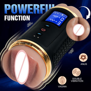 2.3lb भूरे रंग का सिम्युलेटेड योनि और गुदा दोहरी सिर हस्तमैथुन सेक्स खिलौने के लिए उपयुक्त 10 कंपन मोड के साथ - Product Image 2