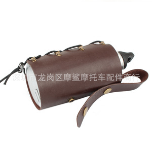 Soporte para botella de agua para motocicleta Moshark, portavasos de cuero marrón para accesorios de cicloturismo - Product Image 1