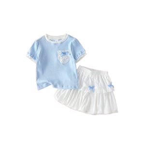 Set di Abbigliamento Estivo per Bambine con Fiocchi, Senza Maniche, Personalizzabile - Product Image 1
