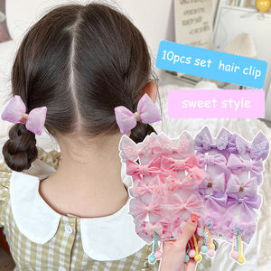 Nuovo Set alla moda di 10 pezzi di graziosi fermagli per capelli in tessuto da principessa per ragazze stile dolce arco frangia <span class=keywords><strong>accessori</strong></span> per capelli per bambini - Product Image 3