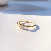 Bagues de fiançailles simples en moissanite en forme de cœur, or jaune véritable 14 carats, sertissage à griffes, taille personnalisée, bijoux fins