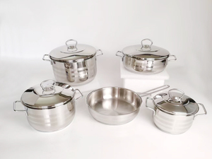 Thép không gỉ đồ nấu nướng với <span class=keywords><strong>Tempered</strong></span> <span class=keywords><strong>Glass</strong></span> Nắp Frying Pan đôi xử lý súp Nồi sữa Pan Chảo Set, thép, bạc - Product Image 6