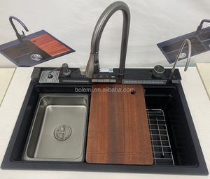 Fregadero de Granito Compuesto, Montaje Superior, Multifuncional, de 31 Pulgadas, Fregadero de Cocina Utilitario, Fregadero de Una Sola Tina de Piedra de Cuarzo con Accesorios - Product Image 4