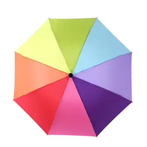 Guarda-chuva de plástico cinza de boa qualidade, guarda-chuva estampado com 3 dobras, abertura e fechamento automático em cores