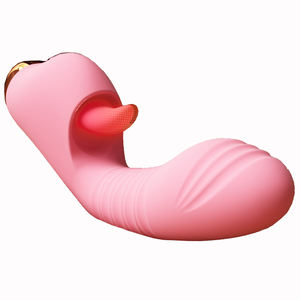 Venta al por mayor 2 en 1Vibradores Para Mujer máquina vibradora de empuje silicona clítoris lamiendo lengua vibradores juguetes sexuales para mujeres - Product Image 1