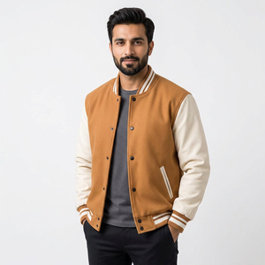2025 Hottest Models Men's Varsity <b>Jacket</b> Custom Embroidery Chenille Patch <b>Jacket</b> with <b>white</b> sleeves Custom Logo Men's Clothing - Product Image 1