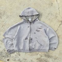 Hoodie Pria Custom Distressed Zip Up Heavyweight French Terry Washed Streetwear Produsen Pakaian Custom