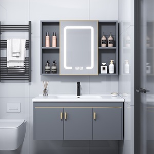 Grey modern minimalist style 2026 new style smart mirror cabinet <b>bathroom</b> cabinet floor-standing - Product Image 1