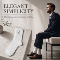 Chaussettes décontractées en polyester/coton respirantes et absorbantes à motif croisé brodé, idéales pour le printemps – Cadeaux Faith