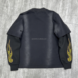 Camiseta Térmica Personalizada de Primavera con Estampado Serigrafiado, Camiseta Oversize Estilo Streetwear con Lavado Ácido, Doble Capa y Manga Larga - Product Image 5