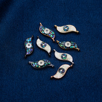 Connecteur de luxe léger en nacre, pendentif œil porte-bonheur en strass, breloque pour la main, accessoires DIY faits à la main pour bracelets et colliers