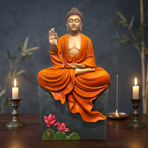 Estatua de Buda Sentado de Resina Hecha a Mano, Estilo Art Deco |   Figura Decorativa de Buda Meditando en Loto para el Hogar, Oficina y Decoración Espiritual - Product Image 3