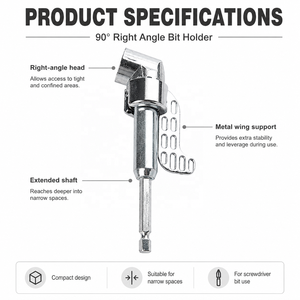 <span class=keywords><strong>LISCA</strong></span> Extension de perceuse à angle droit réglable 105 degrés, 1/4 " hexagonal, en acier au chrome-vanadium, avec embout magnétique, OEM DIY Close - Product Image 5