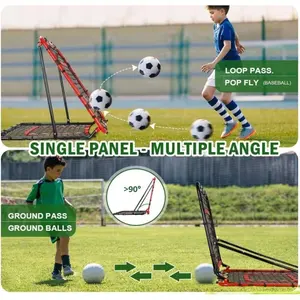 ตาข่ายรีบาวด์ฟุตบอลพร้อมโครงสีแดง/ดำ - อุปกรณ์ฝึกซ้อมปรับมุมได้หลายระดับสำหรับฟุตบอล เบสบอล ฮอกกี้ - Product Image 4