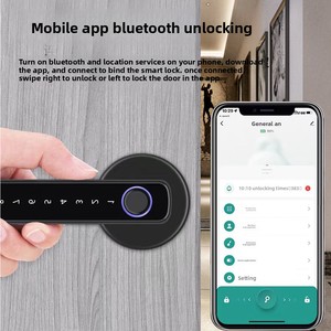 Cerradura de puerta de huella dactilar de entrada sin llave biométrica inteligente SIXWGH para <span class=keywords><strong>Bluetooth</strong></span> Wi-Fi habilitado Control de aplicación Tuya contraseña temporal - Product Image 4