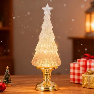 Glas-LED-Kiefer-Weihnachtsbaum mit warmweißen Lichtern, leichtem Standfuß, für den Innenbereich, umweltfreundlich, realistisch, hohe Qualität - Product Image 1