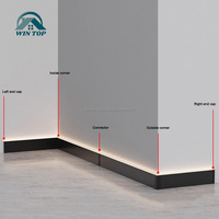 Plinthe lumineuse LED en aluminium pour sol, avec éclairage haut et bas, en matériau métallique de qualité supérieure