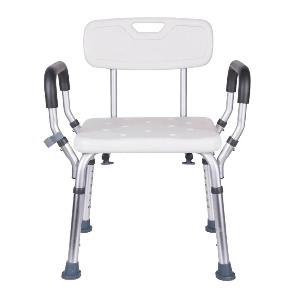 Silla de ducha antideslizante para personas mayores, Asiento de baño de aluminio con altura ajustable