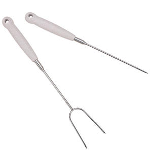 Fourchette de barbecue télescopique d'extérieur en acier inoxydable, bâton de barbecue, outils de barbecue, accessoires de barbecue avec poignée en <span class=keywords><strong>paille</strong></span> - Product Image 5