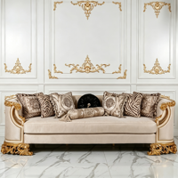 Ensemble de canapés de luxe classiques et néoclassiques, design européen sculpté à la main, ensemble de canapés et de fauteuils en bois massif, couleur et taille personnalisées