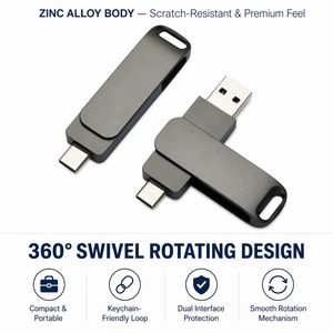 Clé USB 2-en-1 YOUNIS en métal USB 3.1 Type-C OTG 16 Go – Cadeaux promotionnels personnalisés pour les festivals - Product Image 1