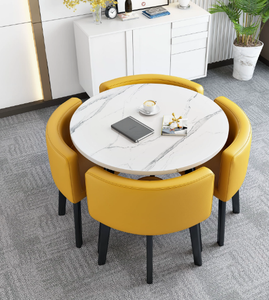 Ensemble de table et chaises de salle à manger extensible moderne pour un usage domestique dans les petits appartements - 4 pièces, meubles de salle à manger pliables en acier - Product Image 1