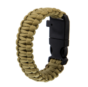 DFB729 Pulsera de cuerda trenzada 5 en 1 para rescate y supervivencia al aire libre para hombres, con silbato, brújula, iniciador de fuego, afilador, cuchillo, hebilla y encendedor. - Product Image 4