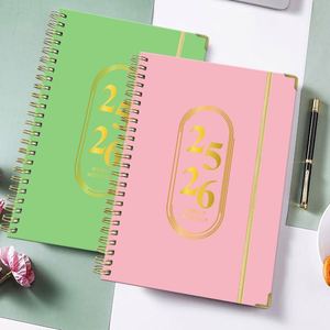 Planificador Semanal y Mensual Likewinner 2026, Organizador Espiral A5, Diseño Minimalista, Grabado Dorado, Cubierta Rosa, Verde y Azul - Product Image 2