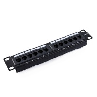 Panel Kabel Patch Ethernet Cepat Terstruktur 19 Inch 1U Rack Mount 12 Port Cat5e UTP RJ45 110 IDC 100MHz T568A/B CE RoHS