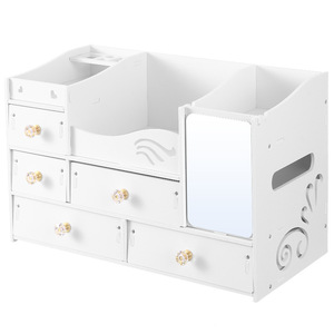 Makeup Mirror Drawer <b>Storage</b> Organizer With Mirrored Front And Multiple Compartments For Desktop Cosmetic <b>Storage</b> - Product Image 5