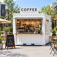 Restaurant moderne en conteneur maritime modifié de 10 pieds, à un étage, préfabriqué, avec équipement de restauration complet