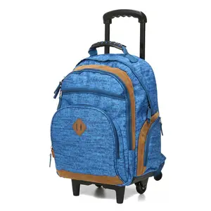 custom laptop backpack school bags with wheels, polyester large school trolley bags for boys