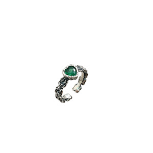 Yinruitai S925 Sterling Silver Heart Shape Zircon <b>Open</b> <b>Ring</b> For Women Korean Style Retro Rose Jewelry Gift - Product Image 5