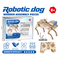 Puzzle en bois 3D, chien robot intelligent, jouets éducatifs STEM, kit de robotique, programmation, télécommande, chien robot mécanique RC