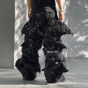 DiZNEW <span class=keywords><strong>Jeans</strong></span> Uomo Baggy a Righe Gamba Larga e Dritta Stile <span class=keywords><strong>Jogger</strong></span> a Vita Doppia e Svasati - Product Image 4