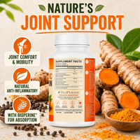 Capsules de Curcumine + Mélange d'Herbes de Haute Qualité OEM/ODM, Antioxydant, Sans Gluten, Favorise la Santé Cellulaire et la Flexibilité Articulaire