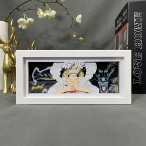 Anime Desktop Ornaments Cut Shadow Paper Table Lamp Japanese Manga Photo Frame Paper Carving LED Night Lamp - Product Image 6