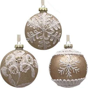 Groothandel Custom 8Cm Ornamenten Handgeschilderde Sneeuwvlok Patronen En Andere Glazen Bol Kerstvakantie Opknoping Ornamenten