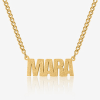 Collar con nombre personalizado de acero inoxidable, con letras en bloque de corte de diamante esmerilado, cadena de eslabones gruesos, joyería al por mayor