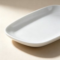 Assiette rectangulaire en porcelaine écologique, durable, résistante au lave-vaisselle, coins arrondis, plat de service en céramique pour hôtel et restaurant