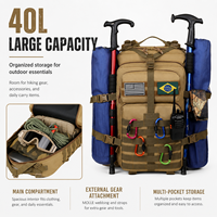 Sac à dos tactique en nylon durable et imperméable, avec cadre externe, pour course à pied, randonnée, style habillé, léger, résistant à l'usure, grande capacité