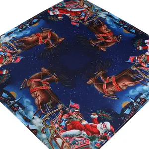 Biyobozunur kumaş noel masa örtüsü yapılmış Santa kızak masa örtüsü
