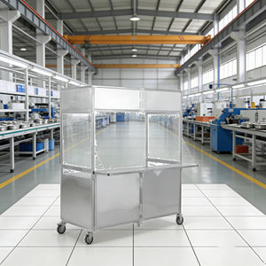 <b>Fold</b>-up Portable Stainless Steel 4-Wheel Food Cart for <b>Coffee</b> Ice Cream Snack Hotdog Candy Mobile Business - Product Image 1